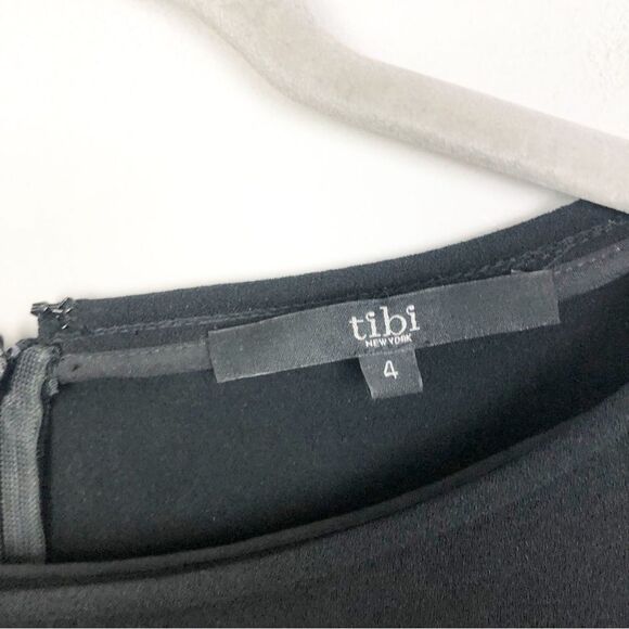 TIBI NEW YORK | Colorblock Long Sleeve Shift Dress Tan & Black Women’s Size 4 - Picture 7 of 11